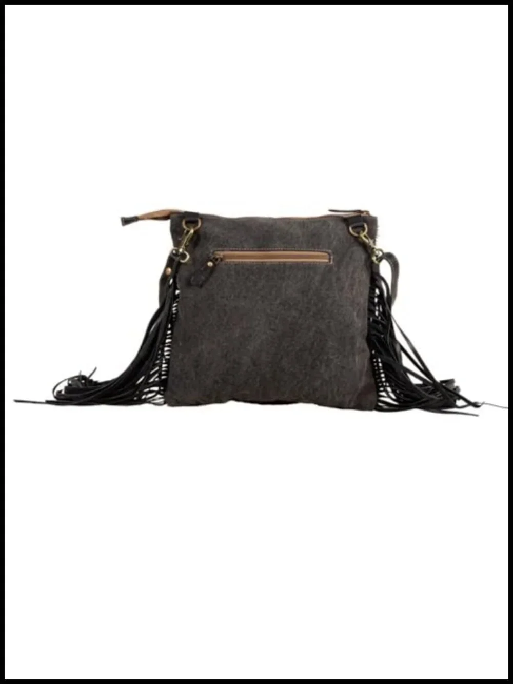 Tooled Leather Cowhide Crossbody Bag - Hand-Etched Western Purse